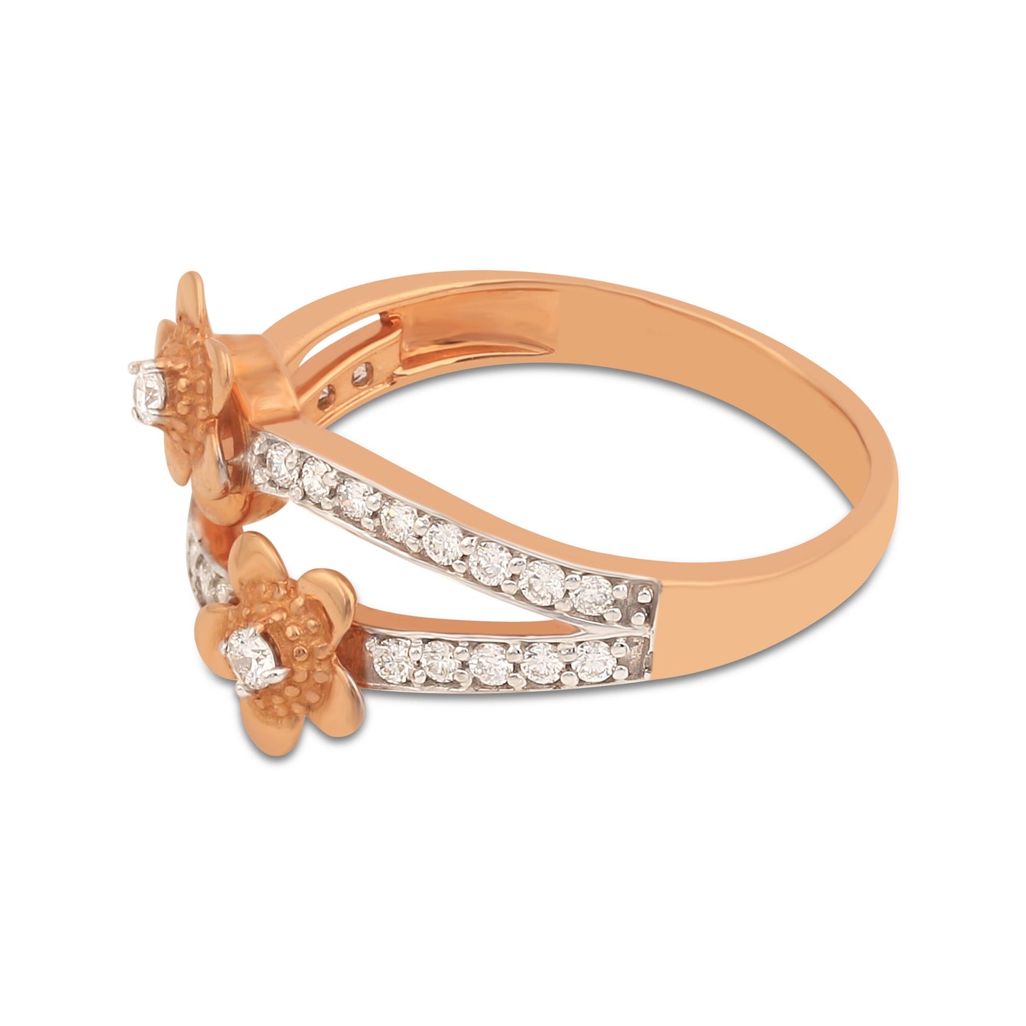 0.25 Ct. IGI Certified Natural Diamond 18k Rose Gold Floral Ring For Women Gift - view 5