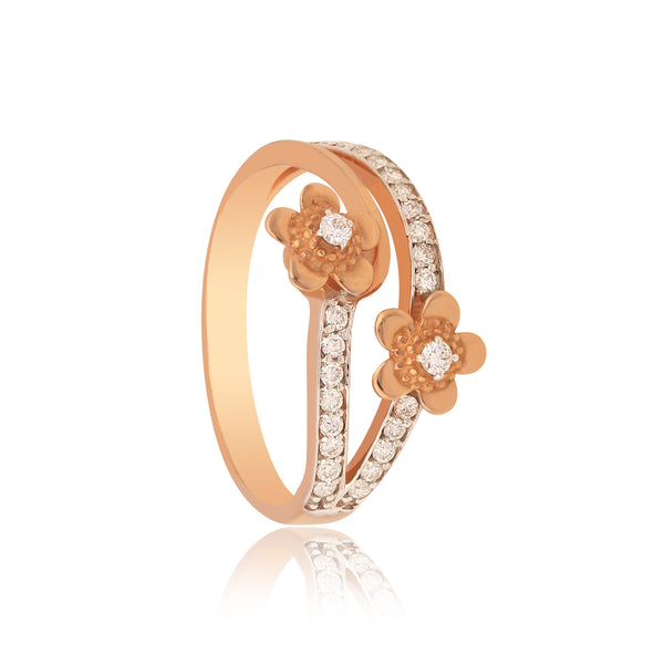 0.25 Ct. IGI Certified Natural Diamond 18k Rose Gold Floral Ring For Women Gift - view 3