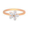 0.09 Ct. IGI Certified Natural Diamond 18k Solid Rose Gold Flower Ring - view 2
