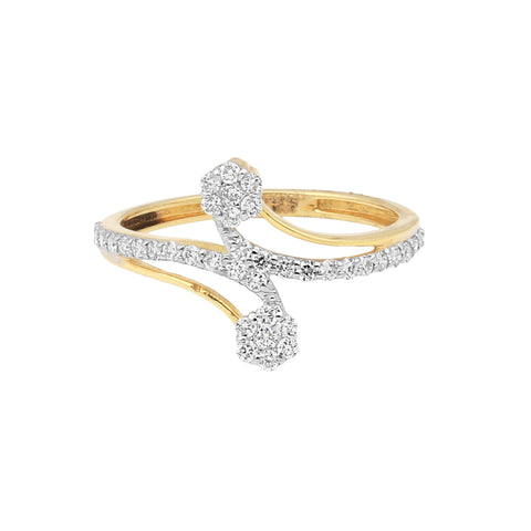 0.36 Ct. IGI Certified Round Cut Natural Diamond 18k Yellow Gold Statement Ring