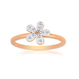 0.09 Ct. IGI Certified Natural Diamond 18k Solid Rose Gold Flower Ring - view 4