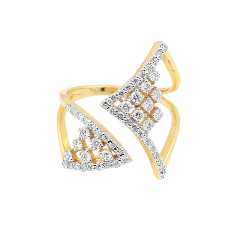 0.66 Ct. IGI Certified Natural Round Cut Diamond 18k Yellow Gold Bypass Ring
