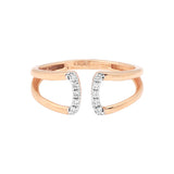 0.08 Ct. IGI Certified Natural Diamond 18k Rose Gold Cuff Ring For Women