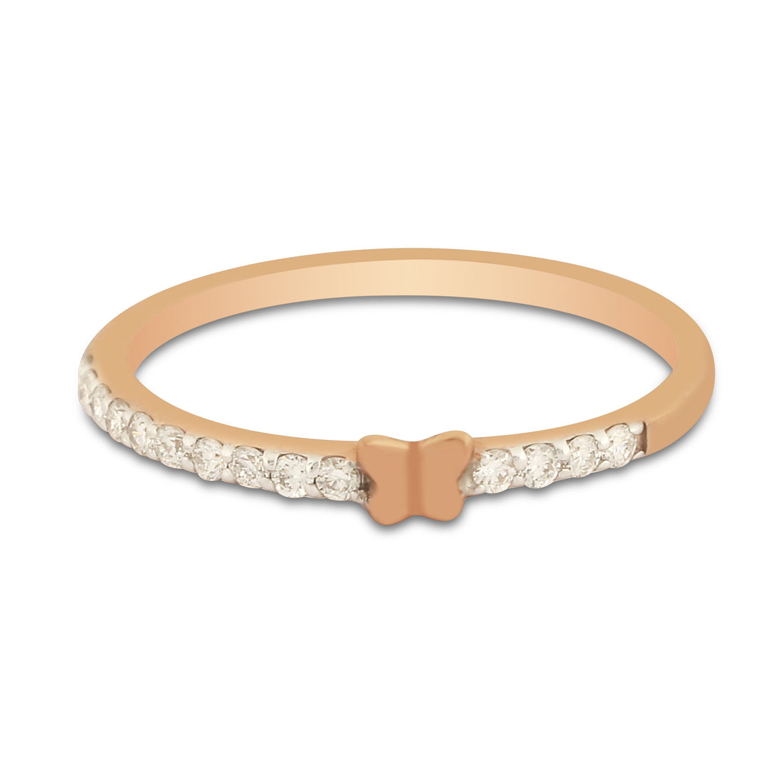 0.41 Ct. IGI Certified Natural Diamond 18k Rose Gold Butterfly Ring For Gift - view 3