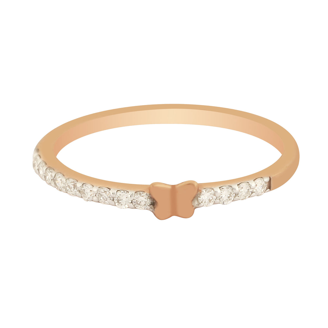 0.41 Ct. IGI Certified Natural Diamond 18k Rose Gold Butterfly Ring For Gift