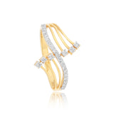 0.23 Ct. IGI Natural Diamond Wave Design Ring in 18K Yellow Gold for Women Gift - view 2