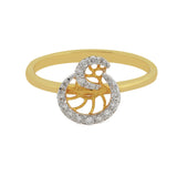 0.14 Ct. IGI Certified Natural Diamond 18k Yellow Gold Geometric Bypass Ring