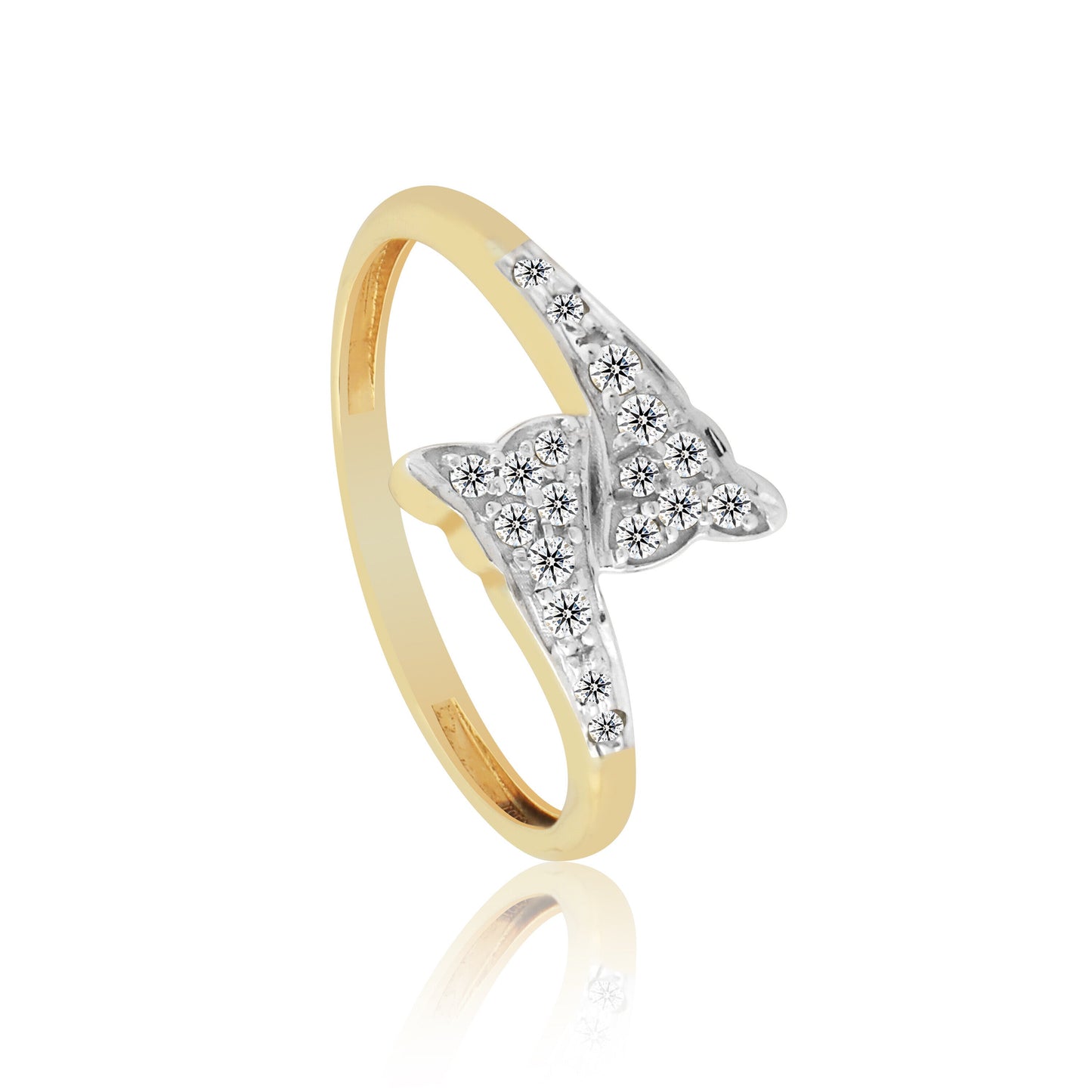 0.18 Ct. IGI Certified Natural Diamond 18k Yellow Gold Floral Bypass Ring - view 2