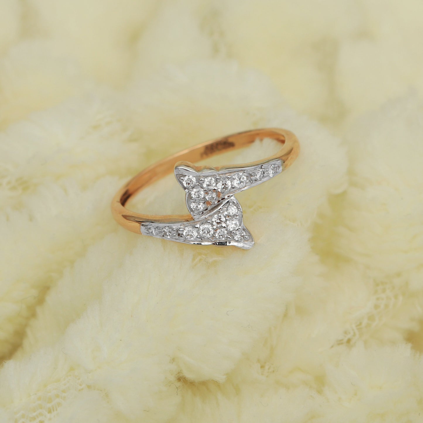 0.18 Ct. IGI Certified Natural Diamond 18k Yellow Gold Floral Bypass Ring - view 6