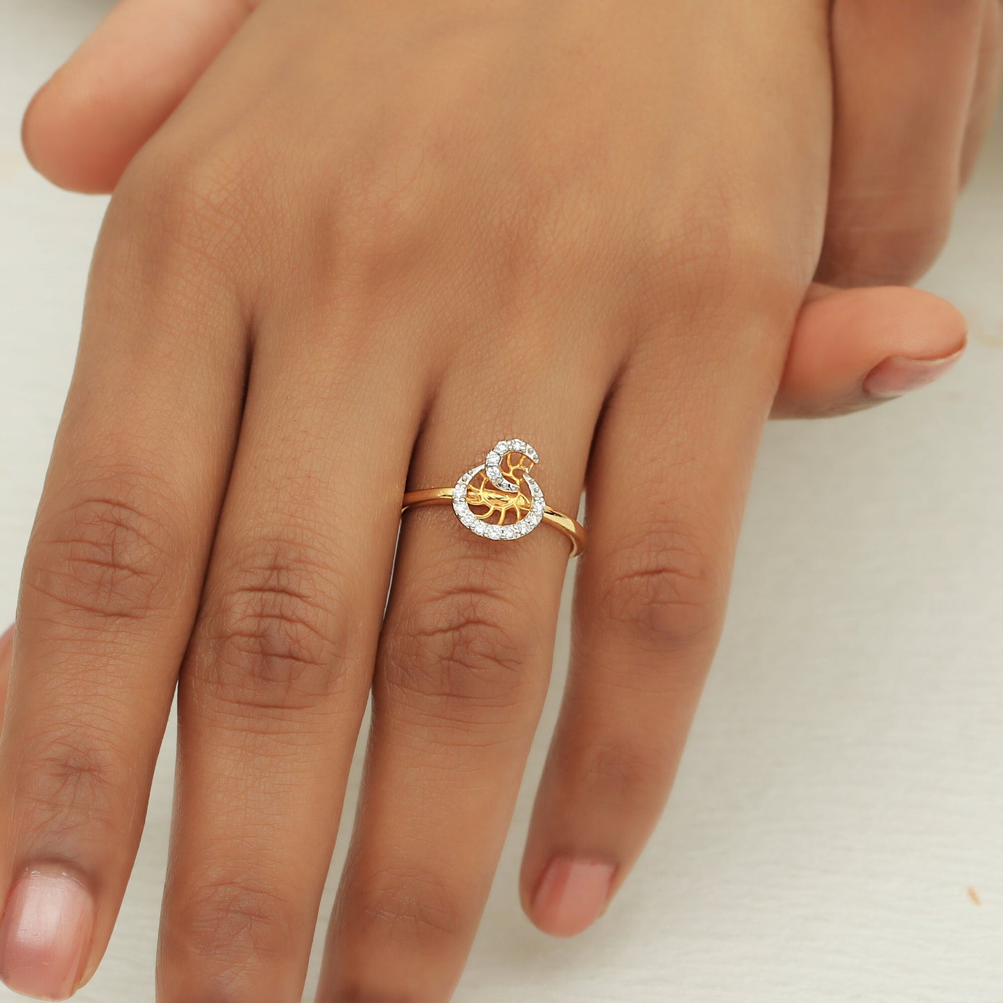 0.14 Ct. IGI Cert Natural Diamond 18k Yellow Gold Geometric Bypass Ring - view 5