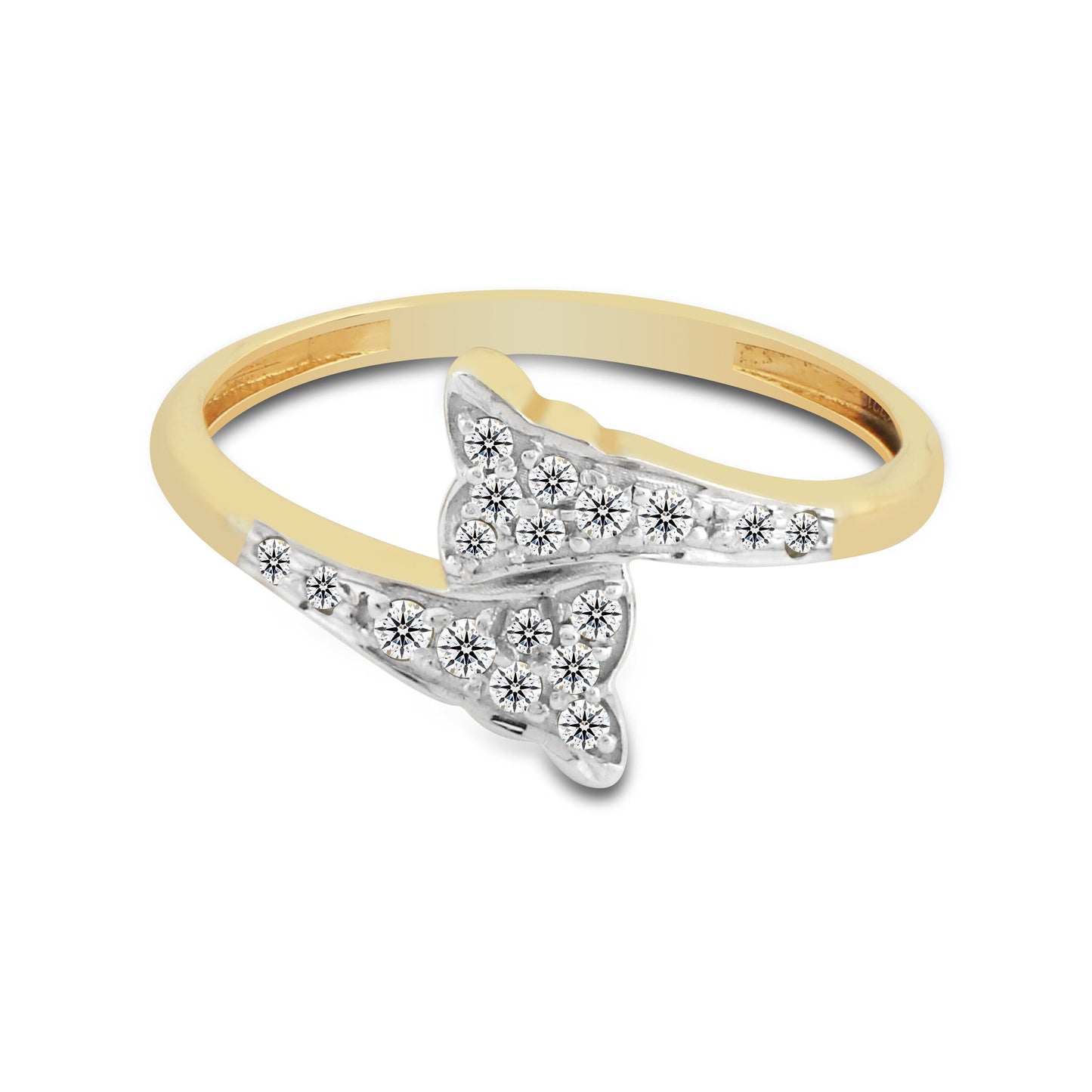 0.18 Ct. IGI Certified Natural Diamond 18k Yellow Gold Floral Bypass Ring - view 3