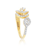 0.75 Ct IGI Certified 18k Yellow Gold Diamond Ring - Elegant Leaf Cluster Design - view 4