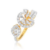 0.75 Ct IGI Certified 18k Yellow Gold Diamond Ring - Elegant Leaf Cluster Design - view 3