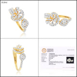 0.75 Ct IGI Certified 18k Yellow Gold Diamond Ring - Elegant Leaf Cluster Design - view 8
