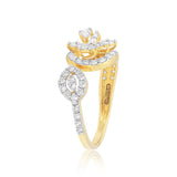 0.75 Ct IGI Certified 18k Yellow Gold Diamond Ring - Elegant Leaf Cluster Design - view 5