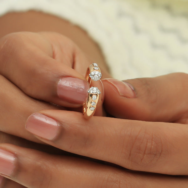 0.21 Ct. IGI Certified 18K Rose Gold Open Bypass GH VS Diamond Band Ring - view 6