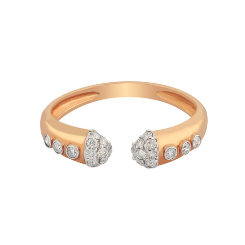 0.21 Ct. IGI Certified 18K Rose Gold Open Bypass GH VS Diamond Band Ring