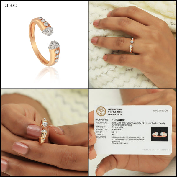 0.21 Ct. IGI Certified 18K Rose Gold Open Bypass GH VS Diamond Band Ring - view 9