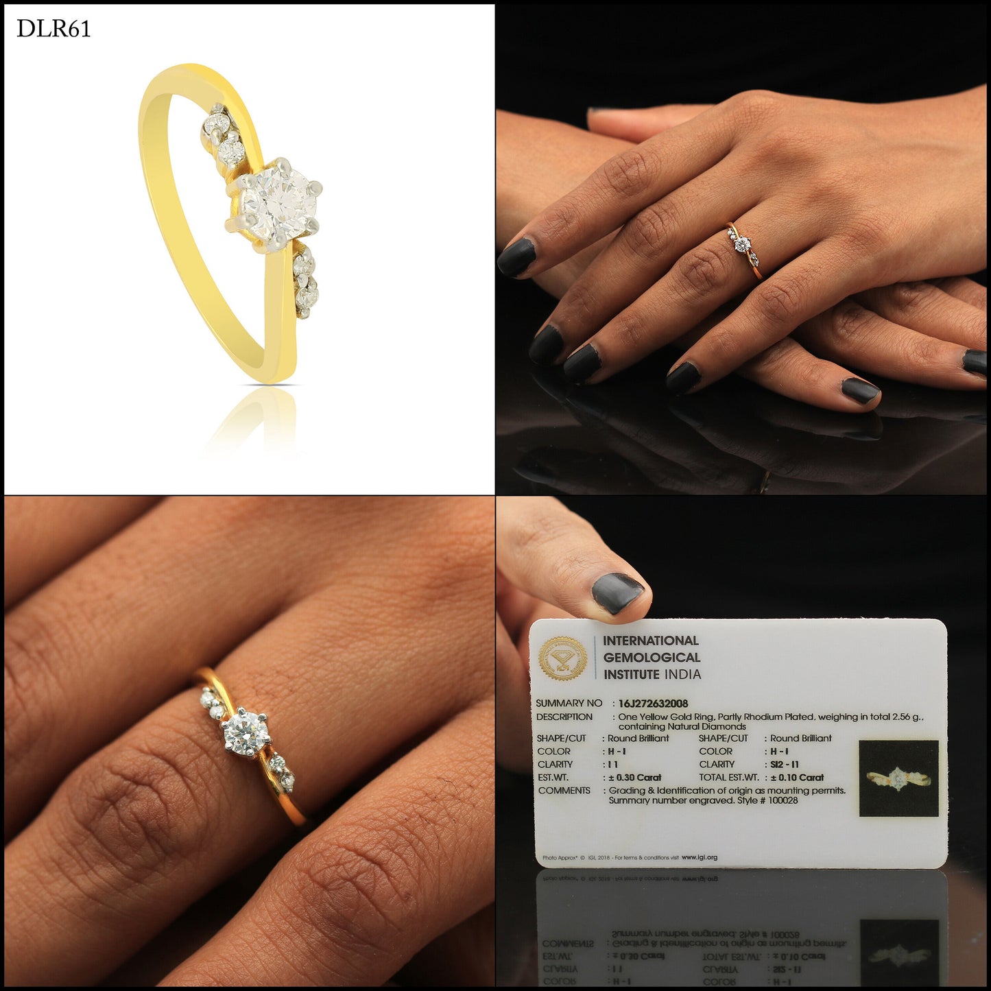 0.40 Ct. IGI Certified 18K Yellow Gold GH VS Diamond Twist Engagement Ring - view 10