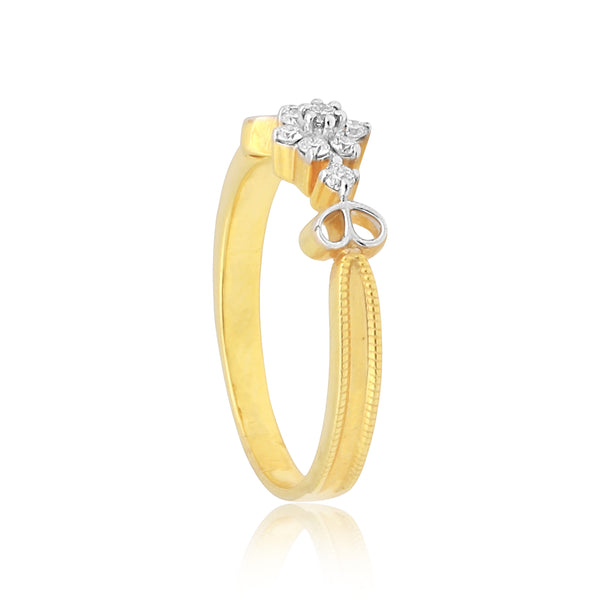 0.10 Ct. IGI Certified Delicate Diamond Flower Ring 18K Yellow Gold Fine Jewellery - view 6
