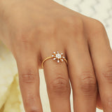 0.17 Ct. IGI Certified 18k Yellow Gold Floral GH VS White Diamond Blossom Ring - view 5