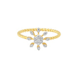 0.17 Ct. IGI Certified 18k Yellow Gold Floral GH VS White Diamond Blossom Ring