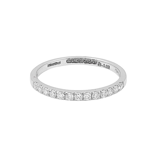 0.25 Ct. IGI Certified 18k White Gold GH VS Diamond Half Eternity Band Ring