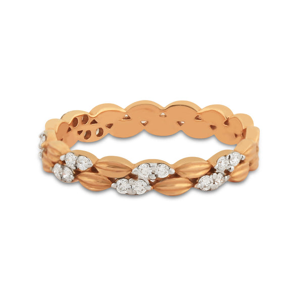 0.22 Ct. IGI Certified 18K Rose Gold GH VS Diamond Braided Ring Wedding Band - view 3