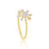 0.17 Ct. IGI Certified 18k Yellow Gold Floral GH VS White Diamond Blossom Ring - view 3