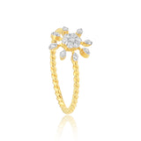 0.17 Ct. IGI Certified 18k Yellow Gold Floral GH VS White Diamond Blossom Ring - view 3