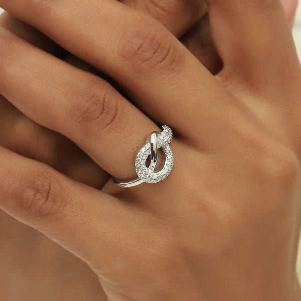 0.50 Ct. IGI Cert 18k White Gold Diamond Legacy Knot Ring - Love & Unity Symbol - view 5