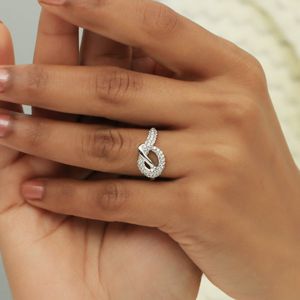 0.50 Ct. IGI Cert 18k White Gold Diamond Legacy Knot Ring - Love & Unity Symbol - view 4