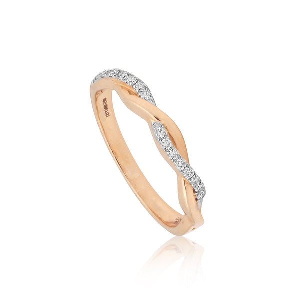 0.09 Ct. IGI Certified 18k Yellow Gold Diamond Twist Ring Wedding Eternity Band - view 2