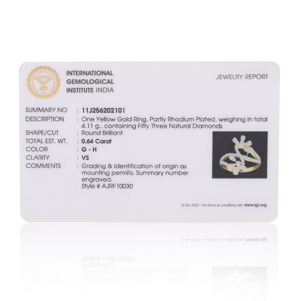 0.64 Ct. IGI Natural Diamond Floral Design Ring in 18K Yellow Gold for Women - view 5