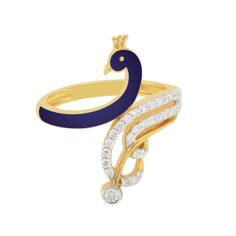0.29 Ct. IGI Natural Diamond Peacock Ring in 18K Gold for Women Birthday Gift