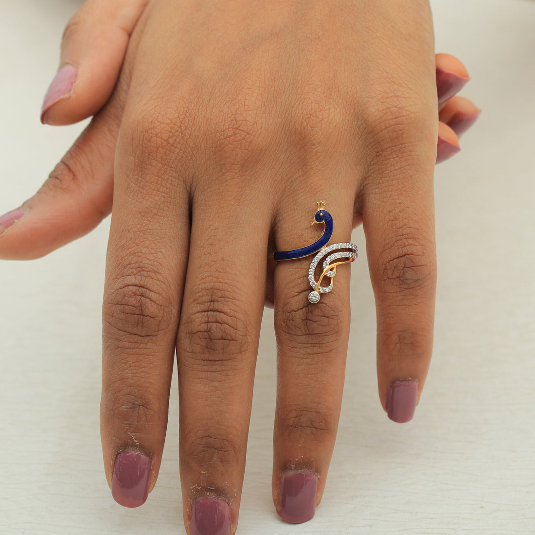 0.29 Ct. IGI Natural Diamond Peacock Ring in 18K Gold for Women Birthday Gift - view 6