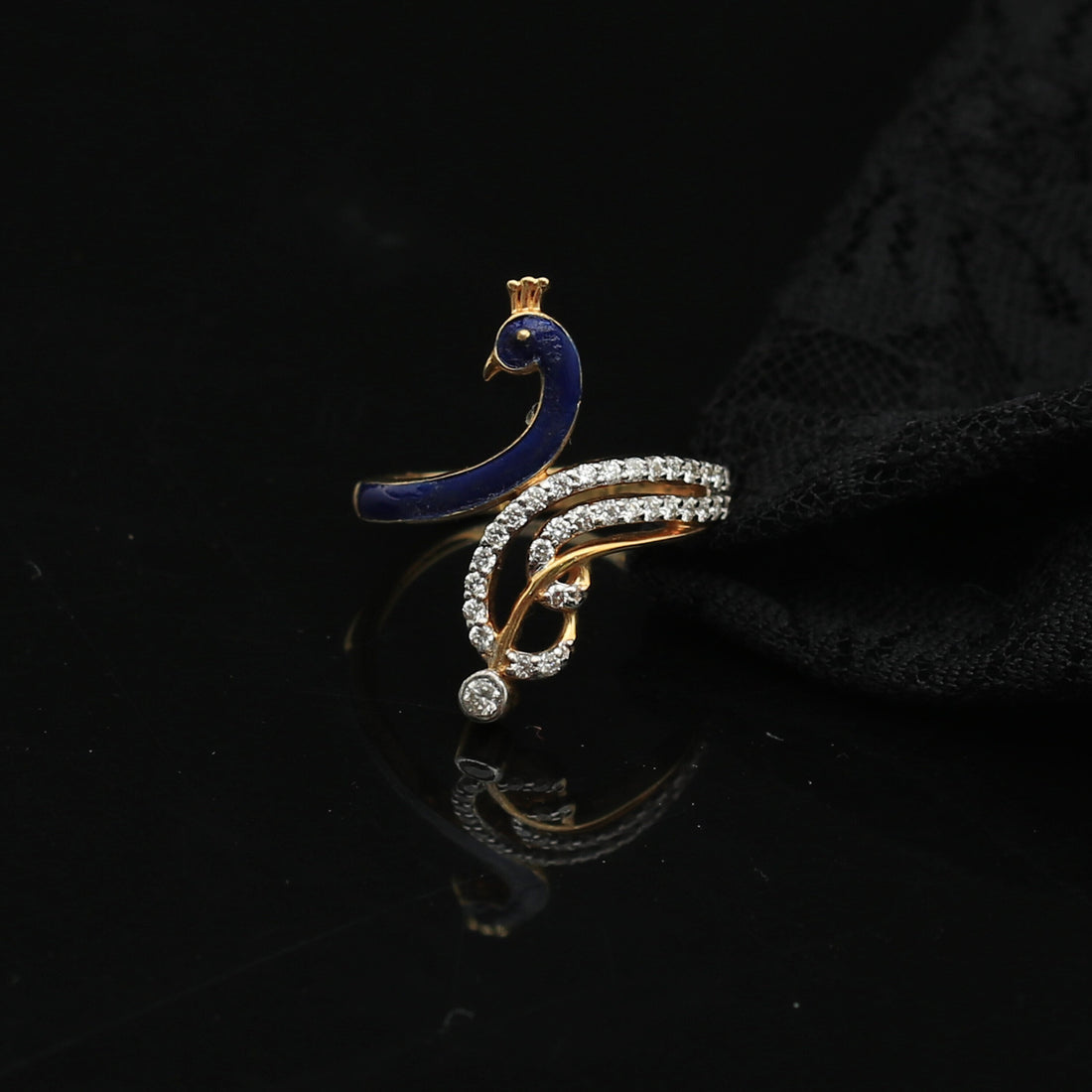 0.29 Ct. IGI Natural Diamond Peacock Ring in 18K Gold for Women Birthday Gift - view 4