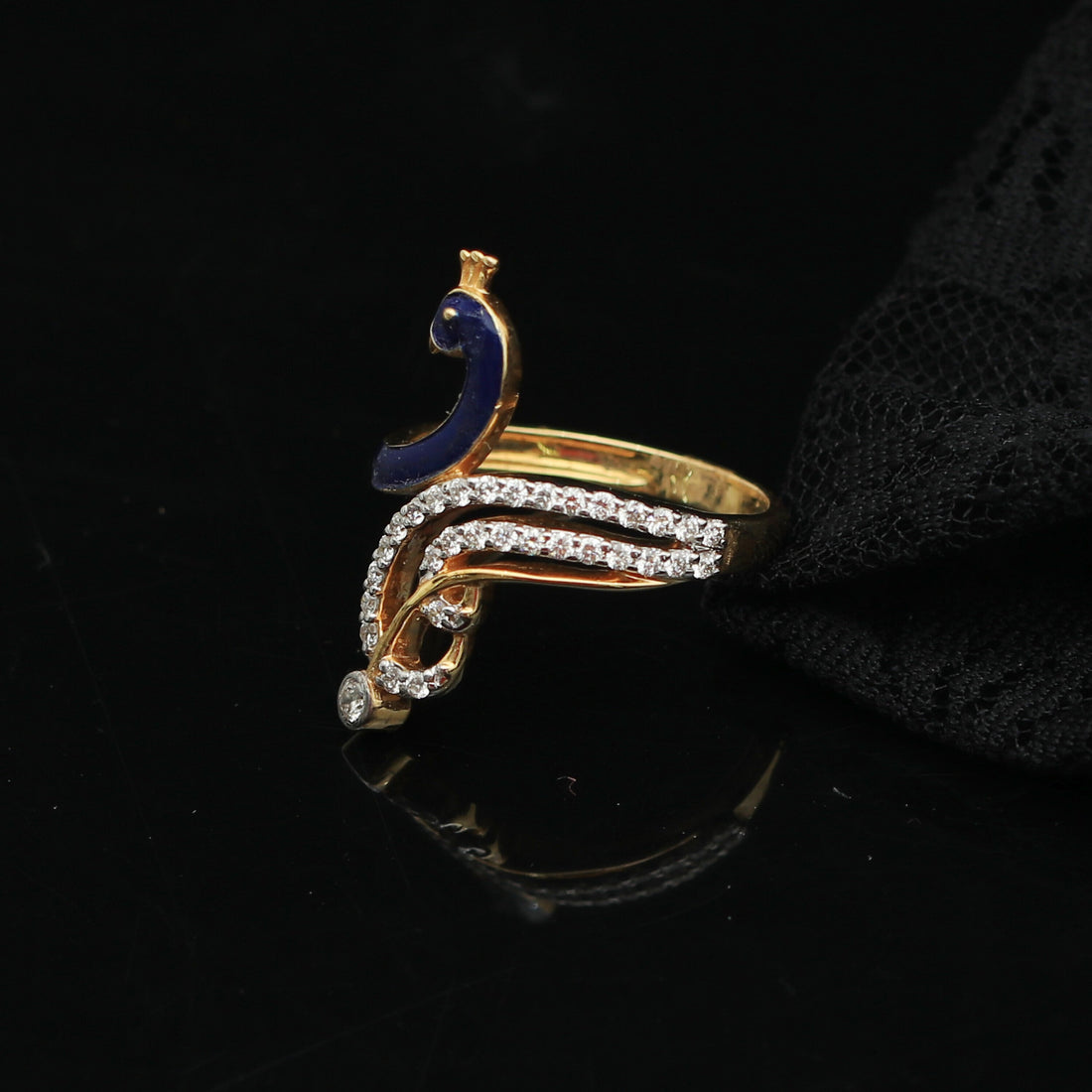 0.29 Ct. IGI Natural Diamond Peacock Ring in 18K Gold for Women Birthday Gift - view 5