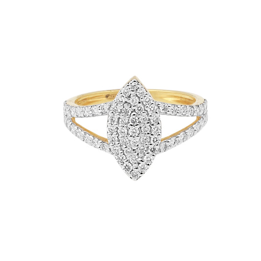 0.75 Ct. IGI Natural Diamond Marquise Cluster Ring in 18K Yellow Gold for Women