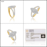 0.75 Ct. IGI Natural Diamond Marquise Cluster Ring in 18K Yellow Gold for Women - view 7