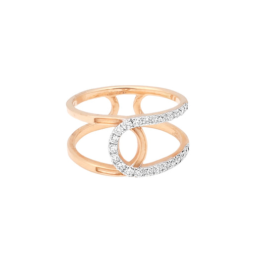 0.33 Ct. IGI Natural Diamond Rose Gold Open Band Ring in 18K for Women Gift