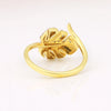 0.22 Ct. IGI Certified 18K Yellow Gold Blue Enamel Diamond Monstera Leaf Ring - view 6