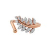 0.14 Ct. 18k Rose Gold Diamond Leaf Ring - IGI Certified Nature-Inspired Band