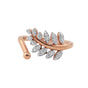 0.14 Ct. 18k Rose Gold Diamond Leaf Ring - IGI Certified Nature-Inspired Band
