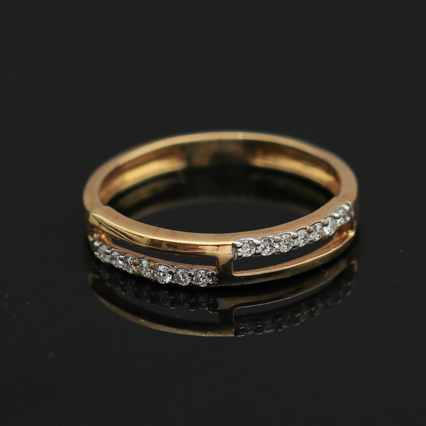 0.17 Ct. IGI Certified Natural Diamond 18k Yellow Gold Bar Ring For Girl Gift - view 6
