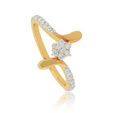 0.35 Ct. IGI Certified Natural Diamond 18k Yellow Gold Flower Ring For Wedding - view 2