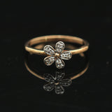 0.09 Ct. IGI Certified Natural Diamond 18k Solid Rose Gold Flower Ring - view 6