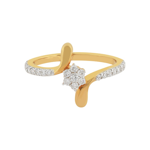 0.35 Ct. IGI Certified Natural Diamond 18k Yellow Gold Flower Ring For Wedding