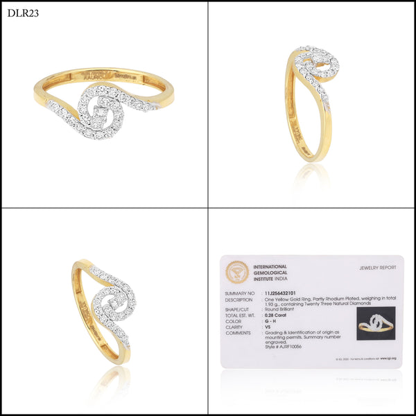 0.28 Ct. IGI Certified Natural Diamond 18k Solid Yellow Gold Bypass Ring - view 9
