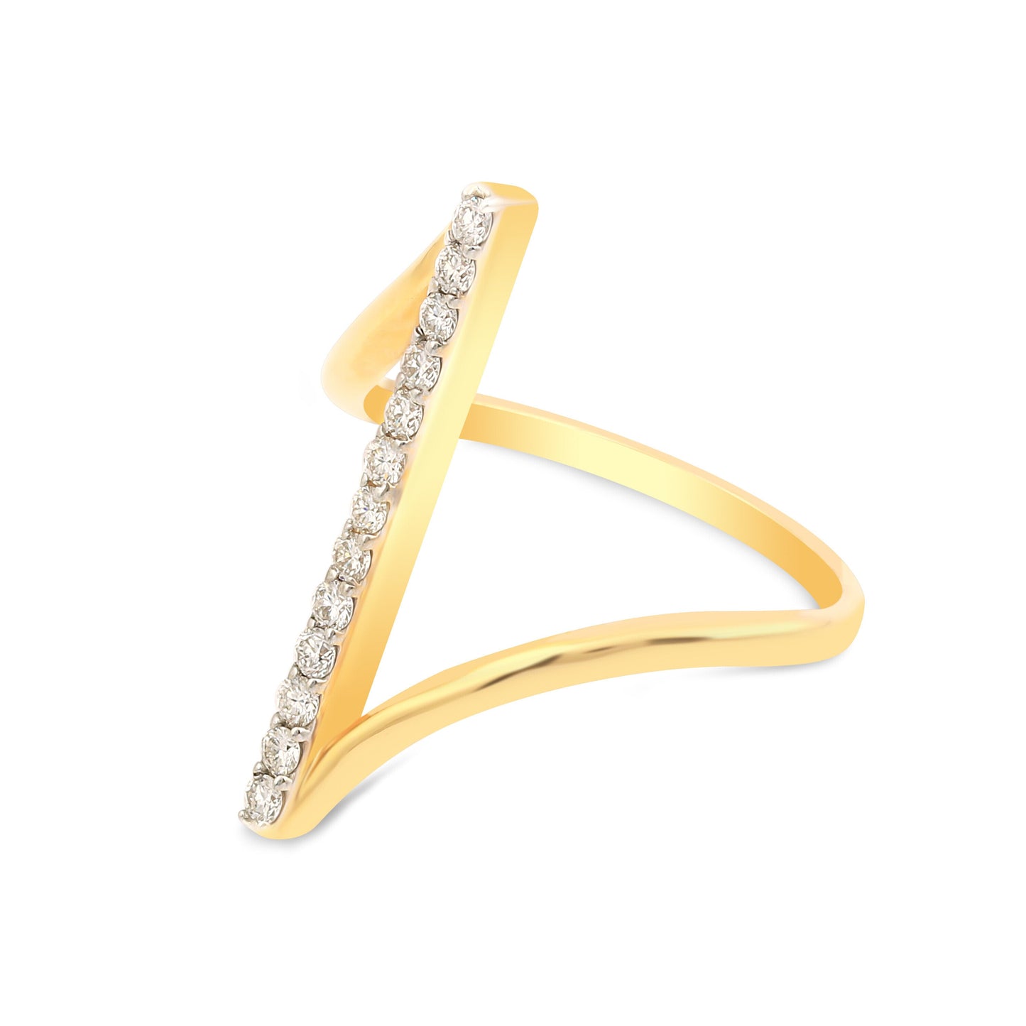 0.22 Ct. IGI Certified Natural Diamond 18k Yellow Gold Bar Ring For Women Gift - view 4